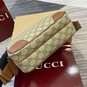 Gucci 821160 GG Emblem medium crossbody bag Beige and dark brown - Default Title - View 6