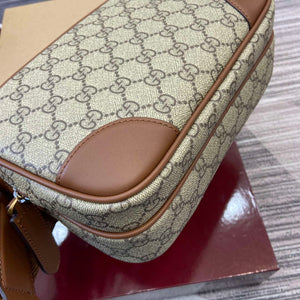 Gucci 821160 GG Emblem medium crossbody bag Beige and dark brown - Default Title - View 7