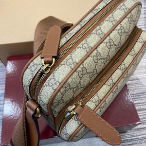 Gucci 821160 GG Emblem medium crossbody bag Beige and dark brown - Default Title - View 8