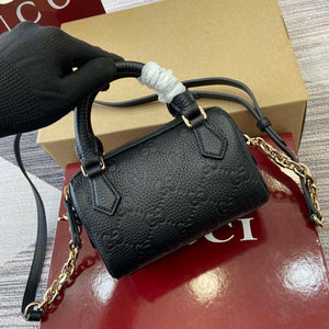 Gucci 815256 GG Emblem Super Mini Top Handle Bag Black - Default Title - View 5