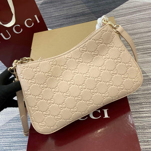 Gucci 815263 GG Emblem Small Shoulder Bag Beige - Default Title - View 6
