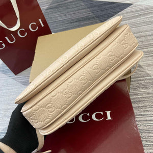 Gucci 815263 GG Emblem Small Shoulder Bag Beige - Default Title - View 7