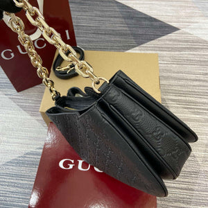 Gucci 815263 GG Emblem Small Shoulder Bag Black - Default Title - View 3