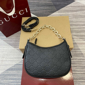 Gucci 815409 GG Emblem Small Shoulder Bag Black - Default Title - View 1