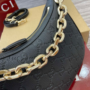 Gucci 815409 GG Emblem Small Shoulder Bag Black - Default Title - View 6