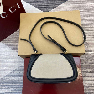 Gucci 815700 Gucci Blondie mini shoulder bag Black with beige cotton linen canvas - Default Title - View 2