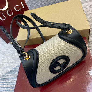 Gucci 815700 Gucci Blondie mini shoulder bag Black with beige cotton linen canvas - Default Title - View 4