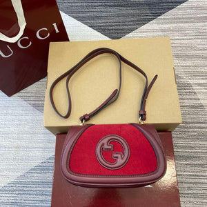 Gucci 815700 Gucci Blondie mini shoulder bag Suede leather Wine Red - Default Title - View 1