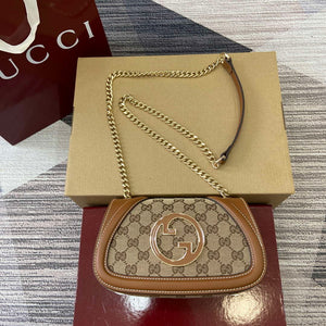 Gucci 815711 Gucci Blondie mini shoulder bag Beige dark brown canvas - Default Title - View 1