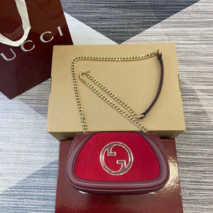 Gucci 815711 Gucci Blondie mini shoulder bag Suede Leather Red and Wine Red - Default Title - View 1