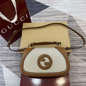 Gucci 815714 Gucci Blondie Small Top Handle Bag Beige cotton linen canvas - Default Title - View 1