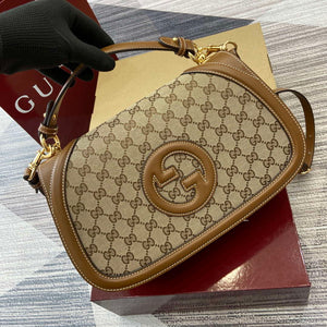 Gucci 815716 Gucci Blondie Medium top handle bag Dark Brown cotton linen canvas - Default Title - View 6