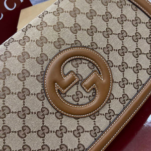 Gucci 815716 Gucci Blondie Medium top handle bag Dark Brown cotton linen canvas - Default Title - View 7