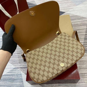 Gucci 815716 Gucci Blondie Medium top handle bag Dark Brown cotton linen canvas - Default Title - View 9