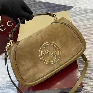 Gucci 815719 Gucci Blondie Medium top handle bag Light brown suede - Default Title - View 7
