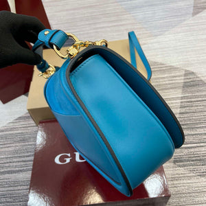 Gucci 815719 Gucci Blondie Medium top handle bag Blue suede - Default Title - View 3