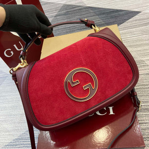 Gucci 815719 Gucci Blondie Medium top handle bag Red and Wine Red suede - Default Title - View 4