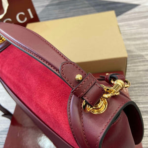 Gucci 815719 Gucci Blondie Medium top handle bag Red and Wine Red suede - Default Title - View 7