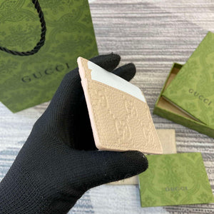 Gucci 815883 GG Emblem card case Beige Leather - Default Title - View 3