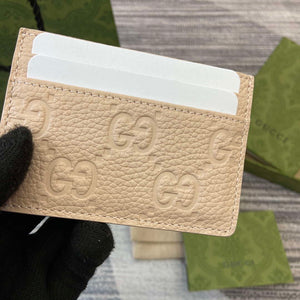 Gucci 815883 GG Emblem card case Beige Leather - Default Title - View 7
