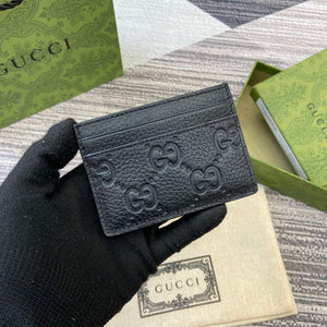 Gucci 815883 GG Emblem card case Black Leather - Default Title - View 1