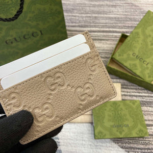 Gucci 815883 GG Emblem card case Taupe Leather - Default Title - View 7