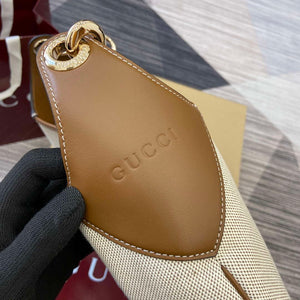 Gucci 815924 Gucci B Medium Shoulder Bag Natural cotton linen canvas Brown - Default Title - View 4