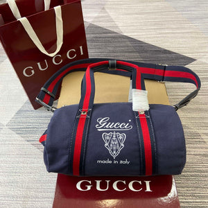 Gucci 816865 Small Printed Canvas Duffle Bag Dark blue - Default Title - View 1