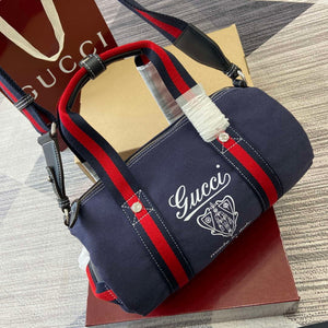 Gucci 816865 Small Printed Canvas Duffle Bag Dark blue - Default Title - View 4