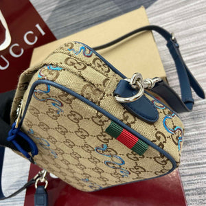 Gucci 817771 Small Embroidered Snake Crossbody Bag Apricot cloth - Default Title - View 6