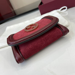 Gucci 818795 Gucci Blondie card case Suede leather Wine Red - Default Title - View 4