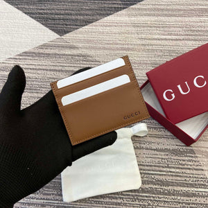 Gucci 818952 GG Emblem card case Brown Leather - Default Title - View 1