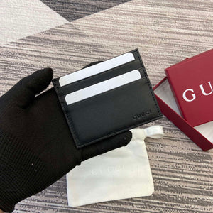 Gucci 818952 GG Emblem card case Black Leather - Default Title - View 1