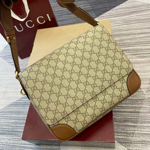 Gucci 821154 GG Emblem medium crossbody bag Beige and dark brown - Default Title - View 4