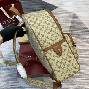 Gucci 821159 GG Emblem Medium Backpack Beige and dark brown - Default Title - View 3