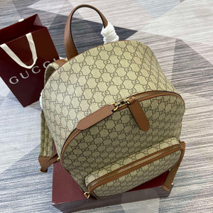 Gucci 821159 GG Emblem Medium Backpack Beige and dark brown - Default Title - View 4