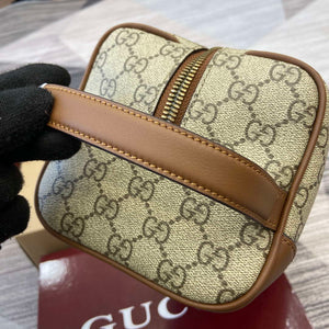 Gucci 821163 GG Emblem medium toiletry case Beige and dark brown - Default Title - View 8