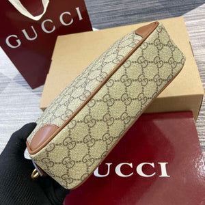 Gucci 821164 GG Emblem small toiletry case Beige and dark brown - Default Title - View 7