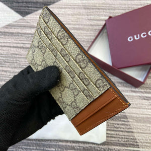 Gucci 821208 GG Emblem card case Beige and dark brown - Default Title - View 5