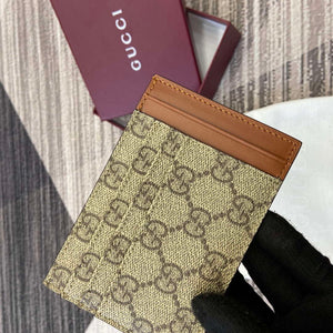 Gucci 821208 GG Emblem card case Beige and dark brown - Default Title - View 8