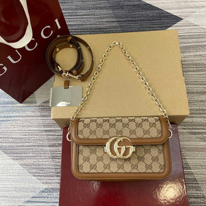 Gucci 826761 Gucci Go Small Shoulder Bag Brown Cloth - Default Title - View 1
