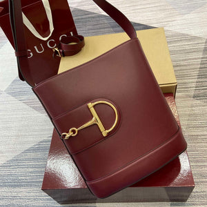 Gucci 833660 Gucci 73 Medium Bucket Bag Ancora Red smooth leather - Default Title - View 5