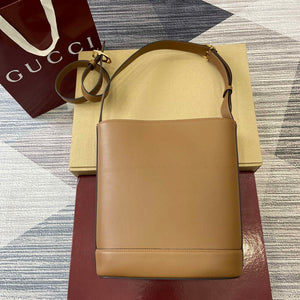 Gucci 833660 Gucci 73 Medium Bucket Bag Brown smooth leather - Default Title - View 2