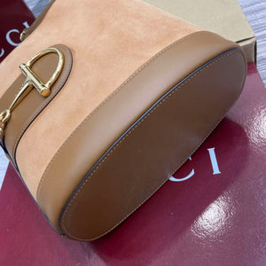 Gucci 833660 Gucci 73 Medium Bucket Bag Brown Suede - Default Title - View 10