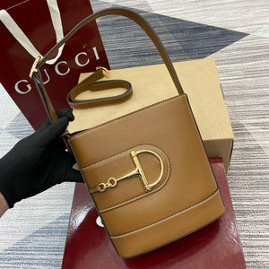 Gucci 833665 Gucci 73 Small Bucket Bag Brown Leather - Default Title - View 5