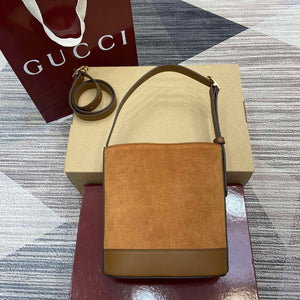 Gucci 833665 Gucci 73 Small Bucket Bag Brown Suede - Default Title - View 2