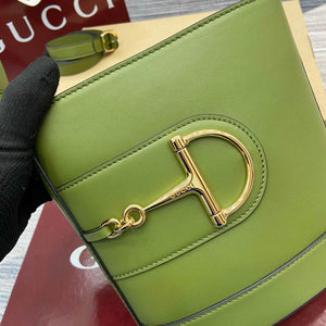 Gucci 833665 Gucci 73 Small Bucket Bag Green Leather - Default Title - View 5