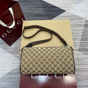 Gucci 834455 GG Canvas Small Cylinder Bag Dark brown - Default Title - View 1