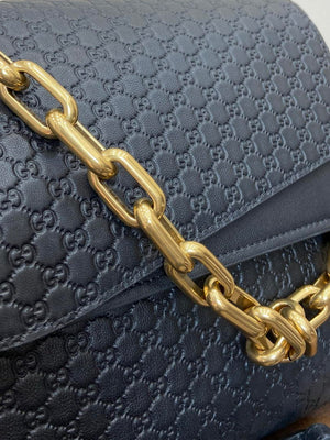 Gucci 857362 Large Shoulder With Chain Bag Leather Black GG - Default Title - View 4