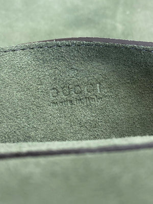 Gucci 857362 Large Shoulder With Chain Bag Suede Green GG - Default Title - View 9